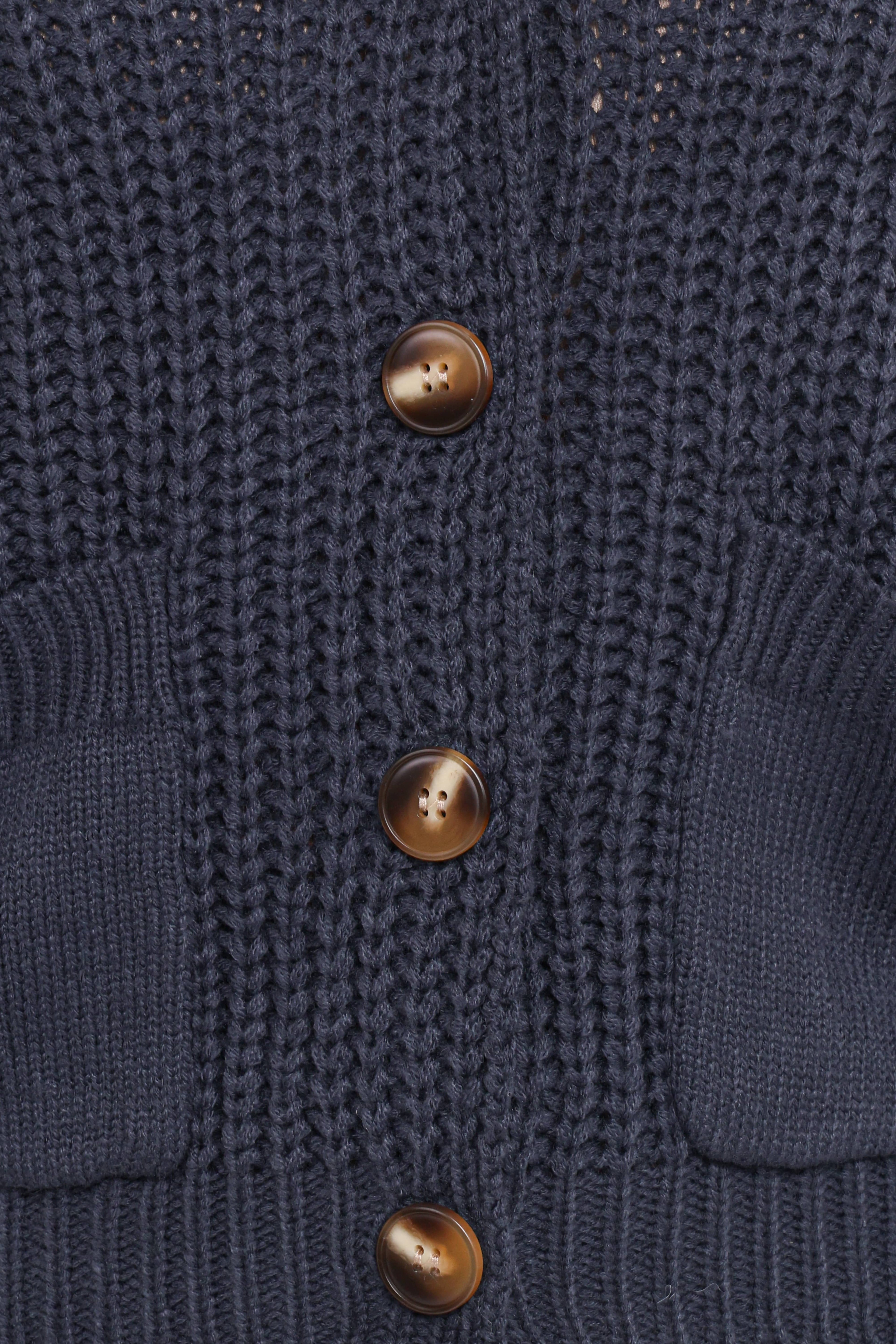 Amelia Oversize Collar Button Cardigan - Navy